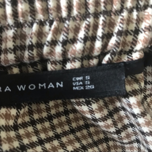Zara Woman Sml High Waisted Button Side Fishtail Asymmetrical Skirt Plaid - Picture 7 of 11
